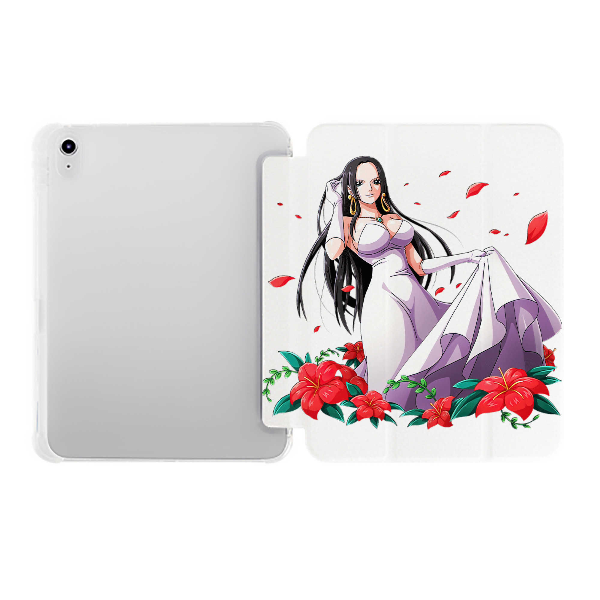 （画像用） ワンピース ボア・ハンコック ONE PIECE Boa·Hancock IPad ケース ペン収納付き 三つ折りスタンド PUレザー×シリコン 対応機種9.5/10.5/10.9インチ